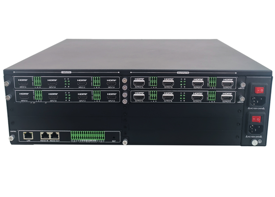16x16 মডুলার HDMI ভিডিও ওয়াল প্রসেসর 4K60 4:4:4 এবং মাল্টি-উইন্ডো ডিসপ্লে সহ ভিডিও ওয়াল কন্ট্রোলার সিস্টেমের জন্য