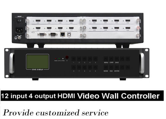 মাল্টি ফরম্যাট 2x2 HDMI ভিডিও ওয়াল কন্ট্রোলার LCD 12 ইন 4 আউট RJ45