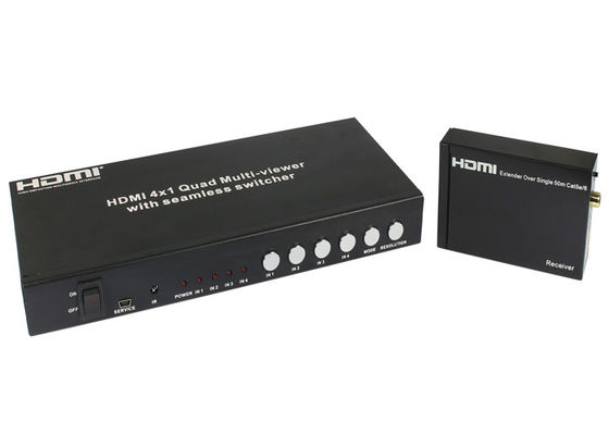 UTP এক্সটেন্ডার HDMI 4x1 কোয়াড মাল্টি ভিউয়ার বিজোড় RS232 এবং IR সুইচ কমান্ড সহ