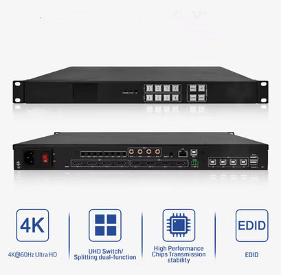 4K ভিডিও প্রসেসর সমর্থন 1X4 4X1 স্প্লাইসিং এবং বিভক্ত ফাংশন সহ LED স্ক্রিন ভিডিও ওয়াল প্রসেসর