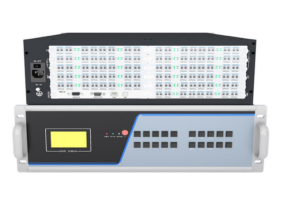 3840x2160 60Hz এবং নিম্নমুখী সামঞ্জস্য উন্নত FPGA 88 পোর্ট 3.5 U ফাইবার KVM ম্যাট্রিক্স