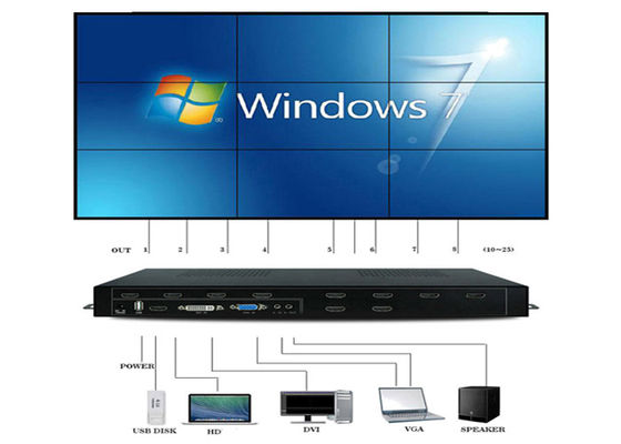 HDMI 1 ইন 9 আউট 1080P VGA ভিডিও ওয়াল প্রসেসর 2x2 3X3 3x2 4x2