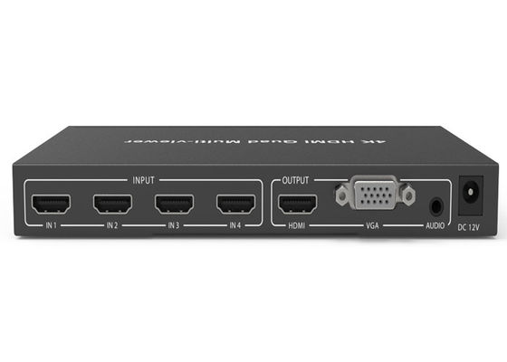 কালো HDCP 1.4 4K 4×1 কোয়াড HDMI মাল্টিভিউয়ার 4 x HDMI ইনপুট এবং 1 x HDMI আউটপুট সহ