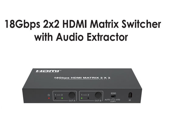 অডিও এক্সট্র্যাক্টর সহ A 18Gbps 2x2 HDMI ম্যাট্রিক্স সুইচার টাইপ করুন