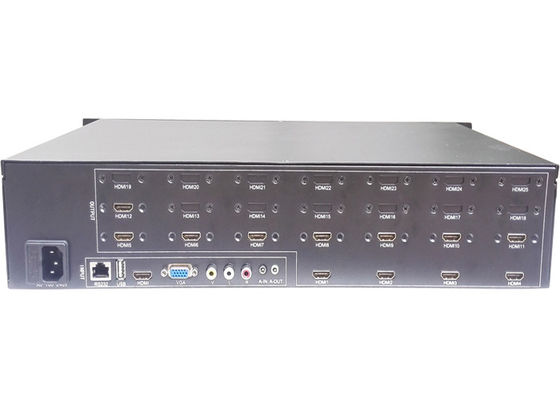 কালো 1080P HDMI 1U LCD ভিডিও ওয়াল কন্ট্রোলার 1 ইনপুট 12 আউটপুট
