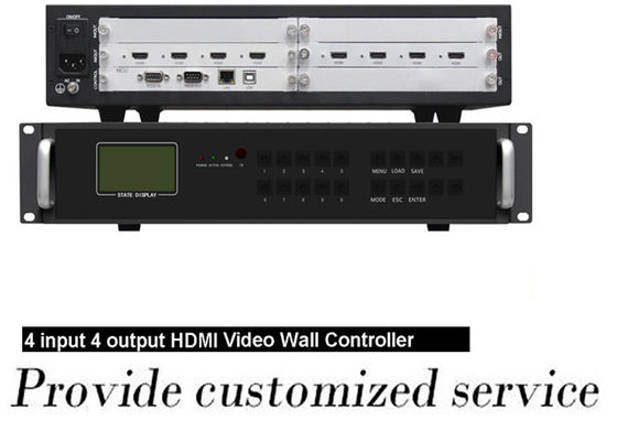 9 স্ক্রীনের জন্য HDMI 4 ইন 4 আউট 4K ভিডিও ওয়াল কন্ট্রোলার 2x2 RJ45 মহিলা পোর্ট